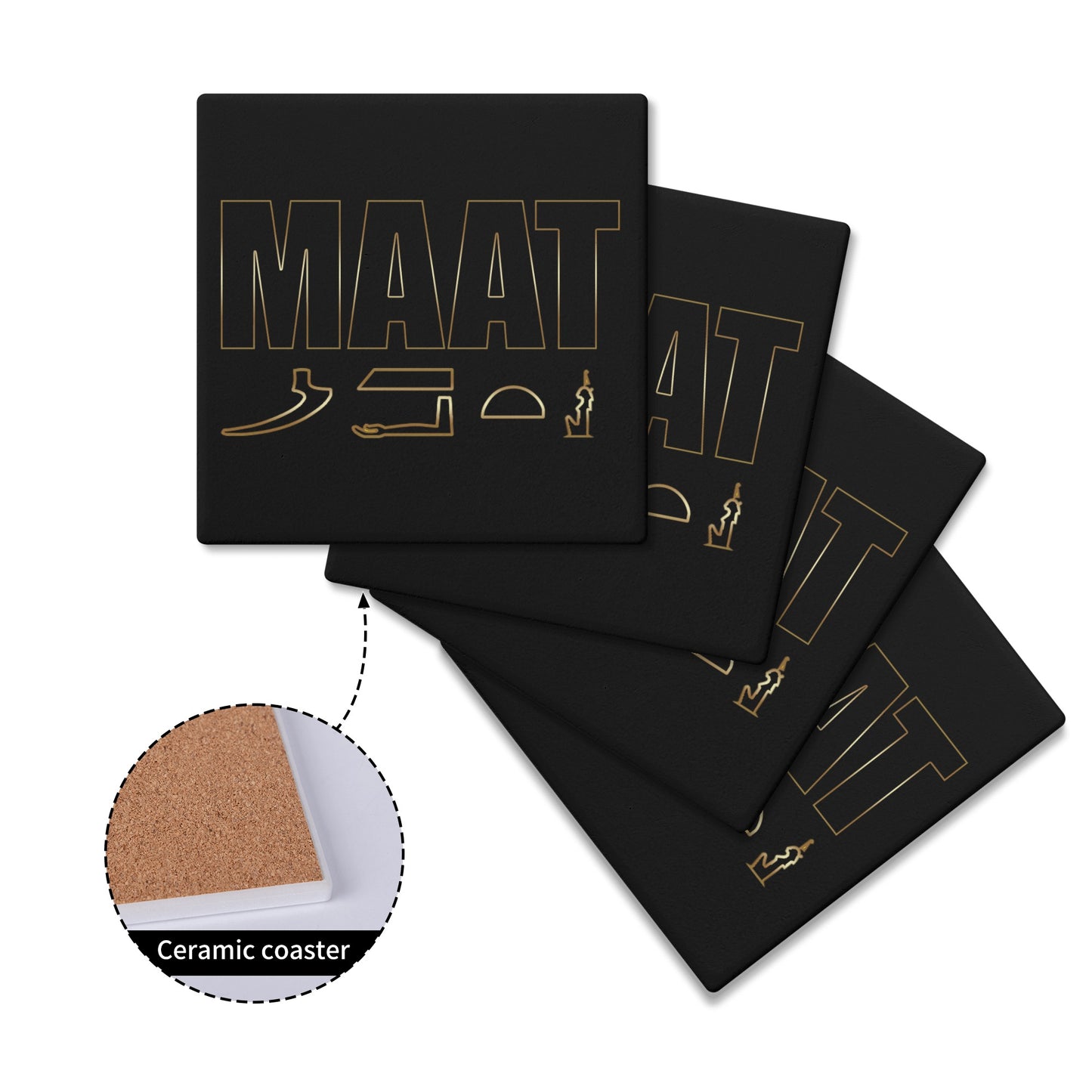 MAAT FOREVER Square Ceramic Coasters