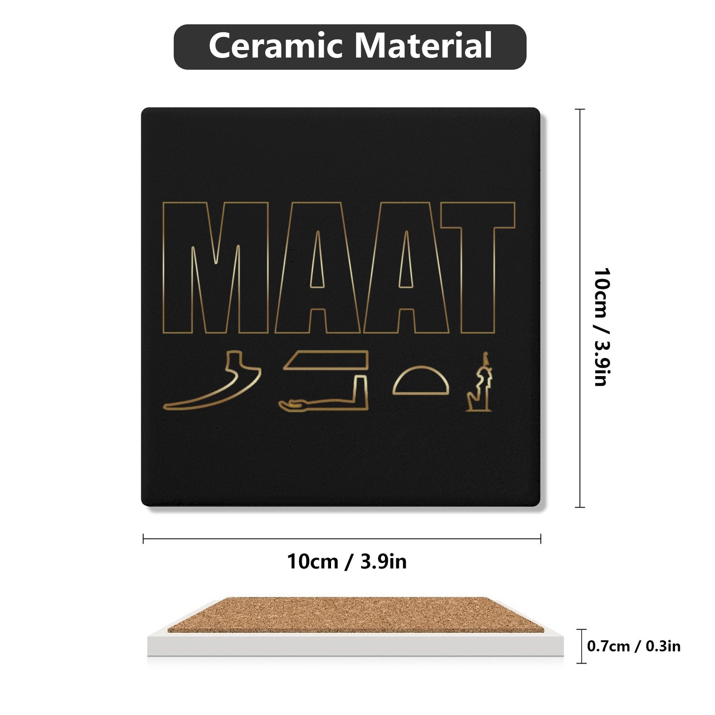 MAAT FOREVER Square Ceramic Coasters