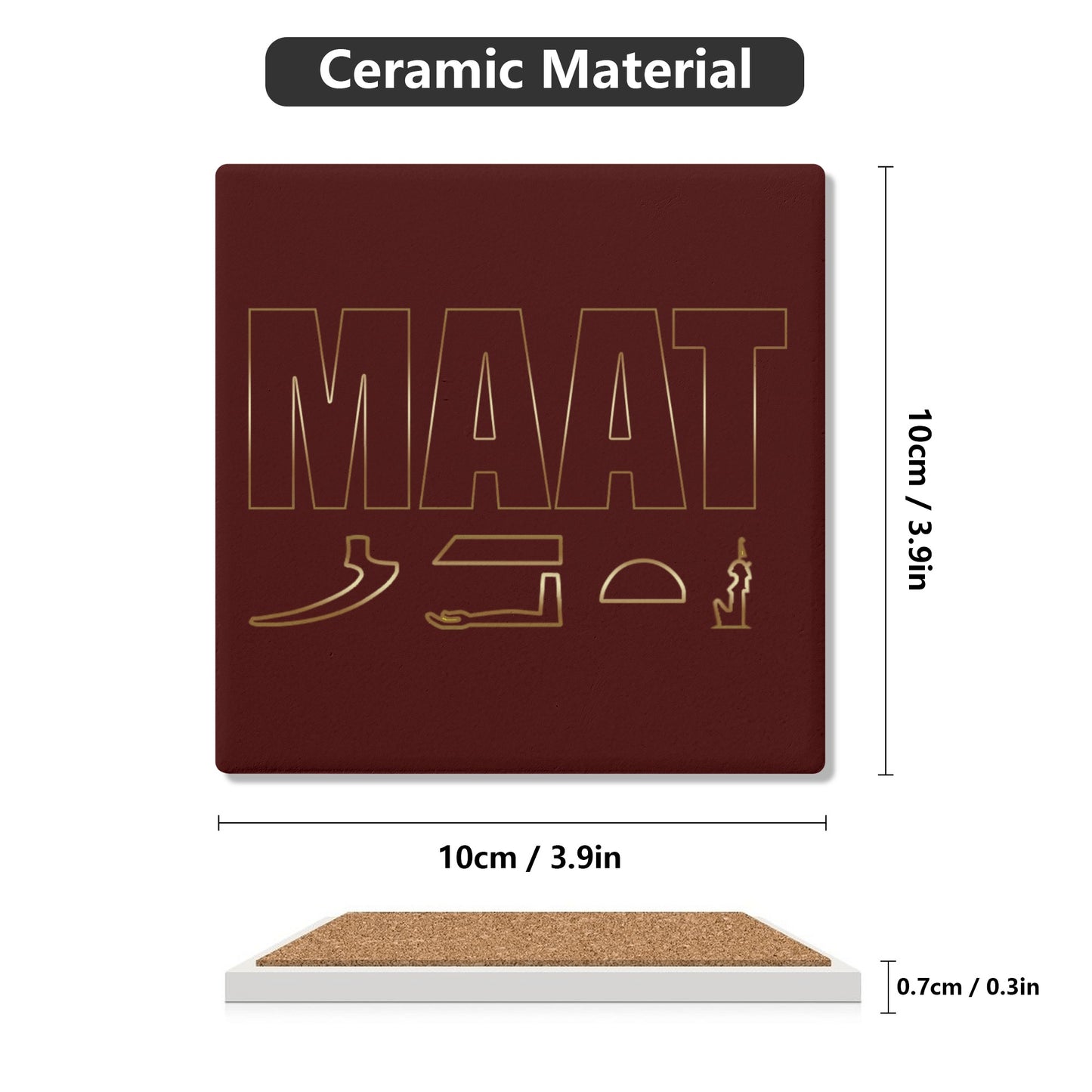 MAAT FOREVER Square Ceramic Coasters