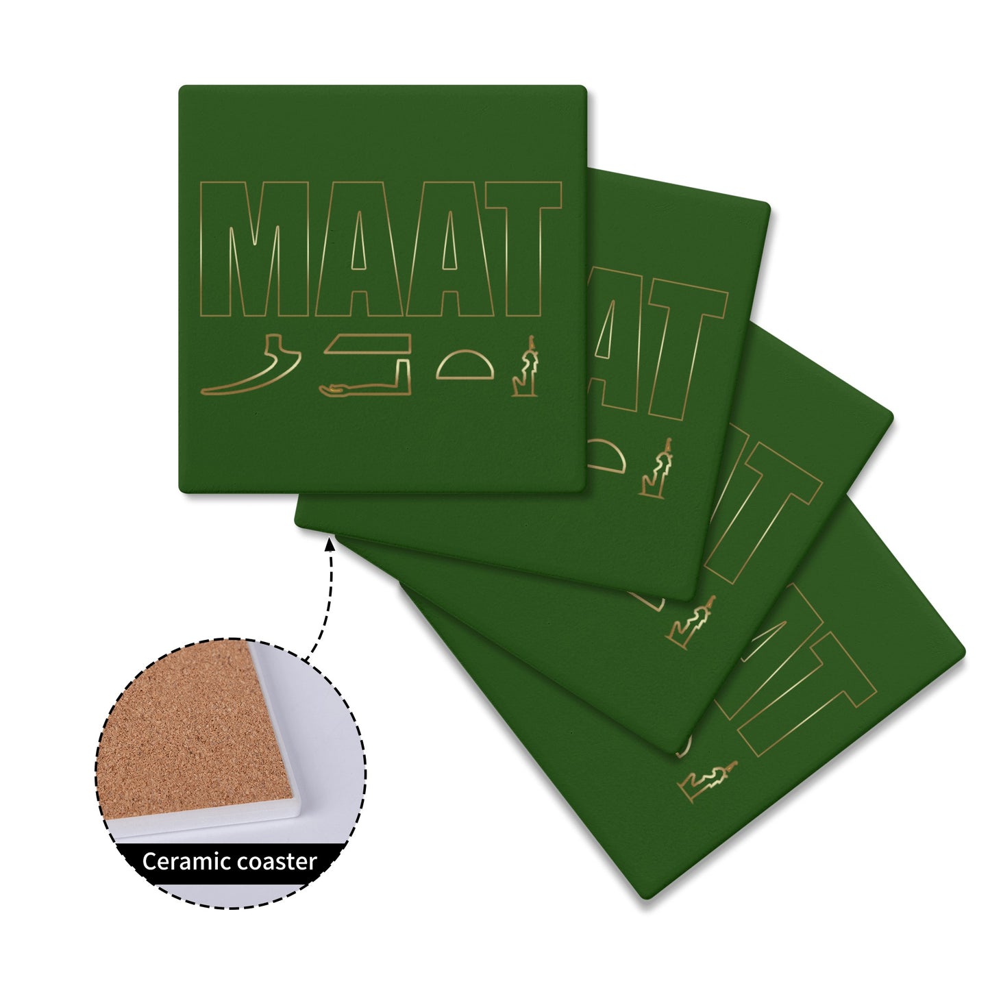 MAAT FOREVER Square Ceramic Coasters