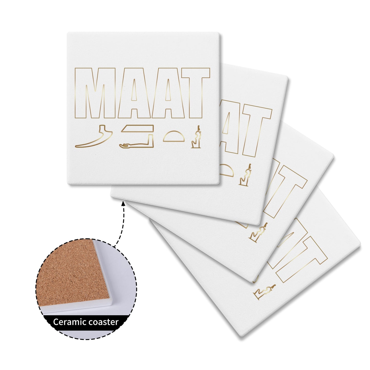 MAAT FOREVER Square Ceramic Coasters