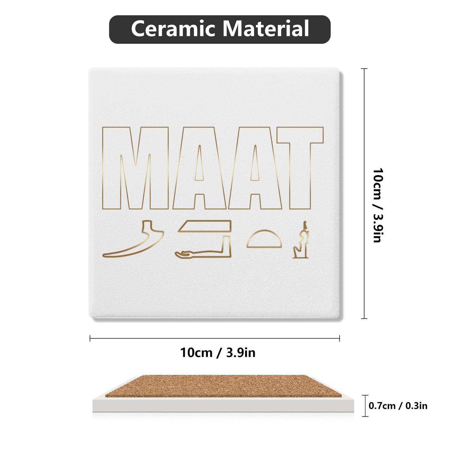 MAAT FOREVER Square Ceramic Coasters