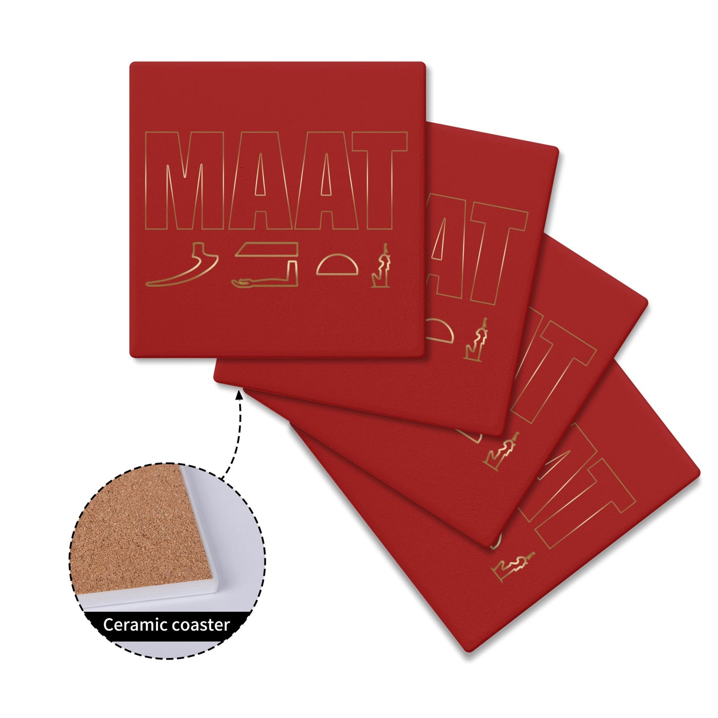 MAAT FOREVER Square Ceramic Coasters