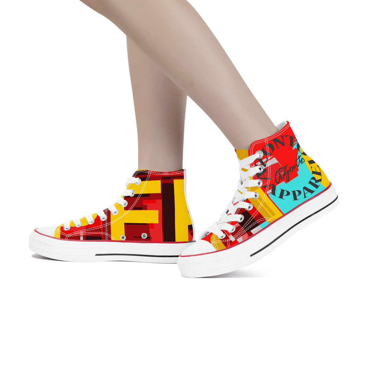 I LOVE PERMACUTLURE D70 High Top Canvas Shoes - White