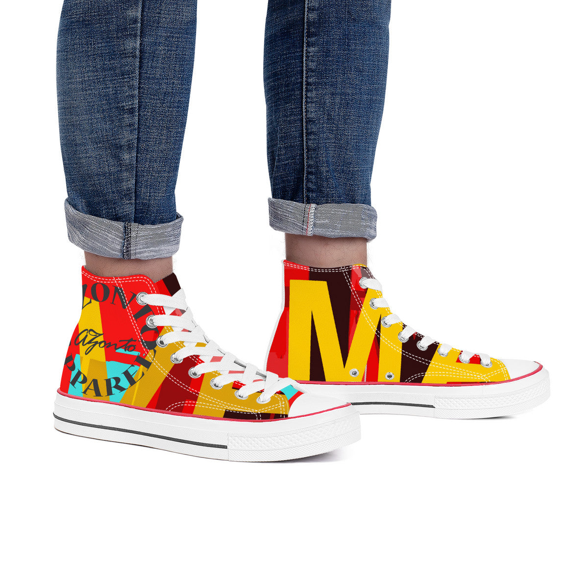 I LOVE PERMACUTLURE D70 High Top Canvas Shoes - White