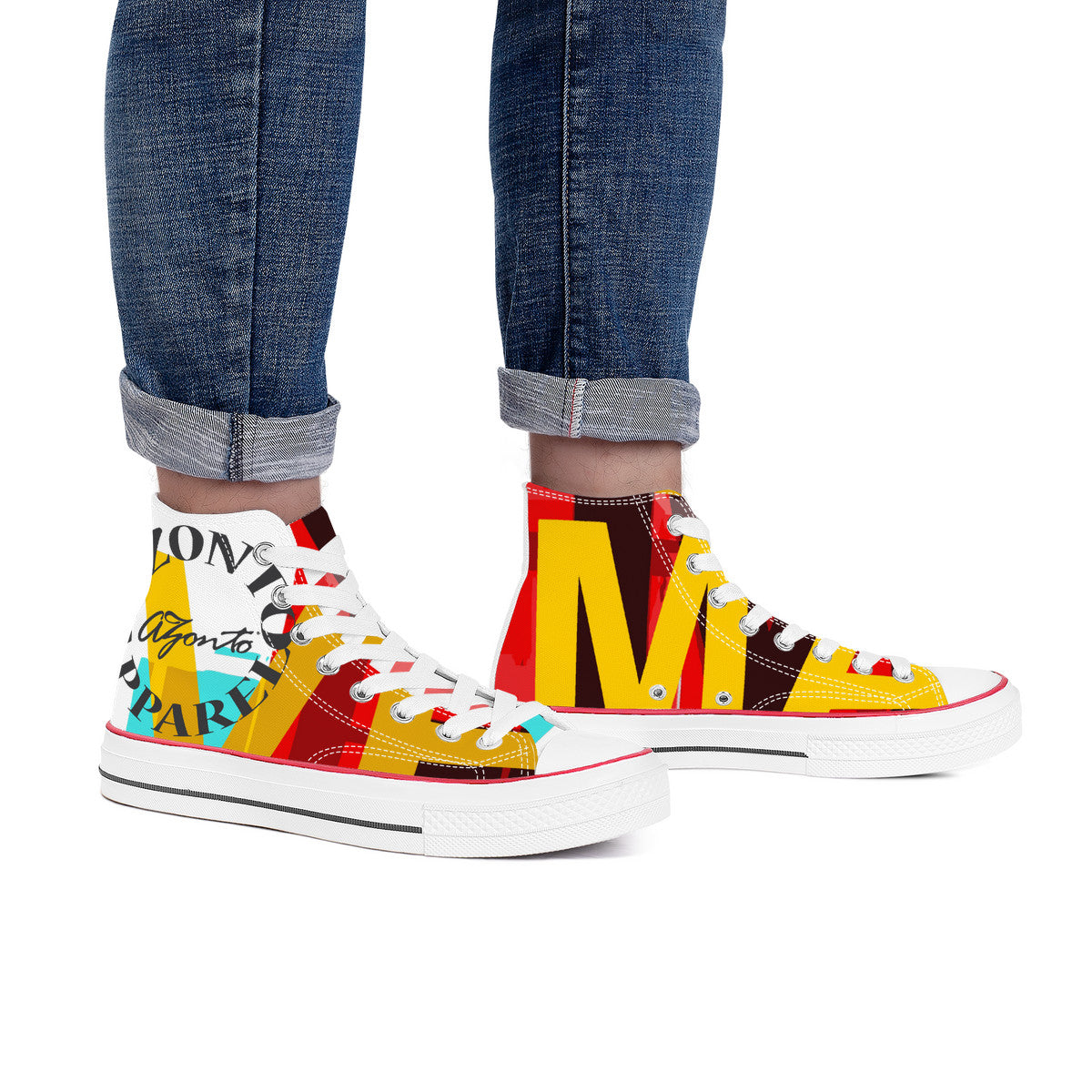 I LOVE PERMACUTLURE D70 High Top Canvas Shoes - White