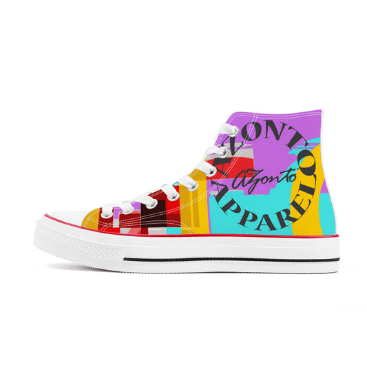 I LOVE PERMACUTLURE D70 High Top Canvas Shoes - White