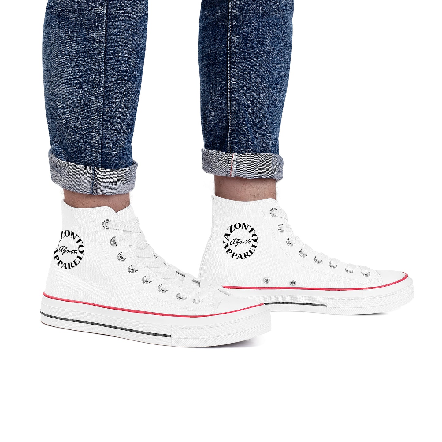 AZONTO High Top Canvas Shoes - White