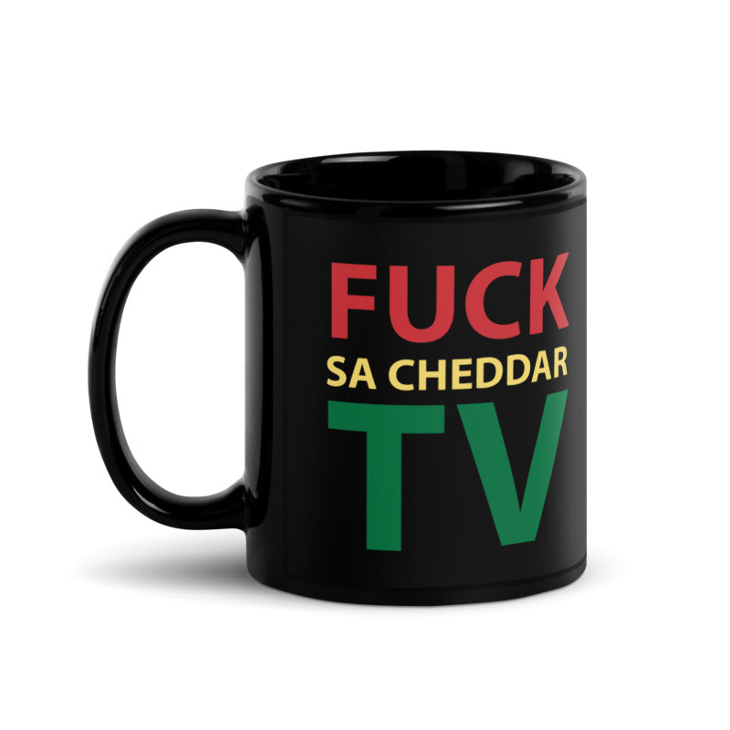 FUCK SA-CHEDDAR TV Black Glossy Mug