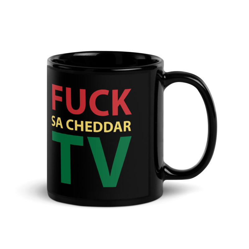 FUCK SA-CHEDDAR TV Black Glossy Mug