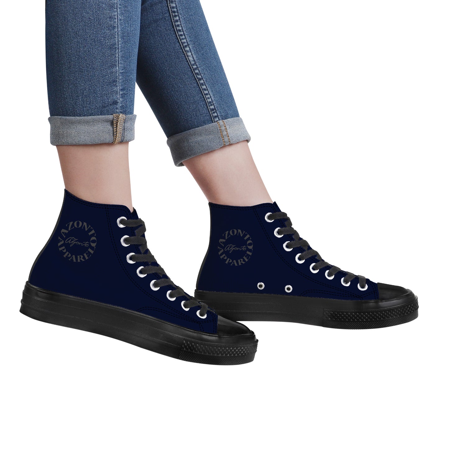 AZONTO High Top Canvas Shoes - Black