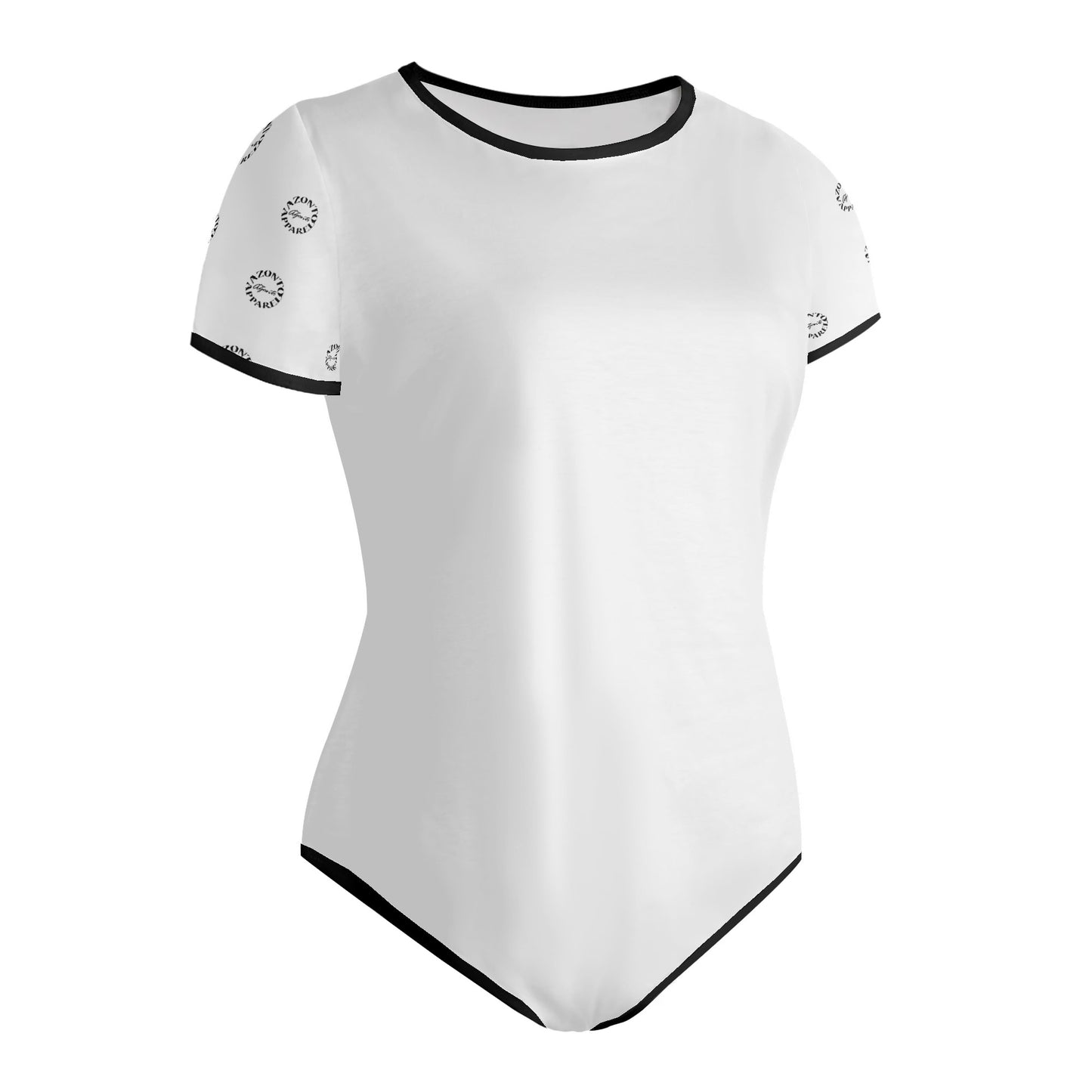 AZONTO Womens Crew Neck Short Sleeve Slim Fit Bodysuit