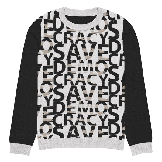 SAVE DEMOCRACY Knitted crew neck sweater